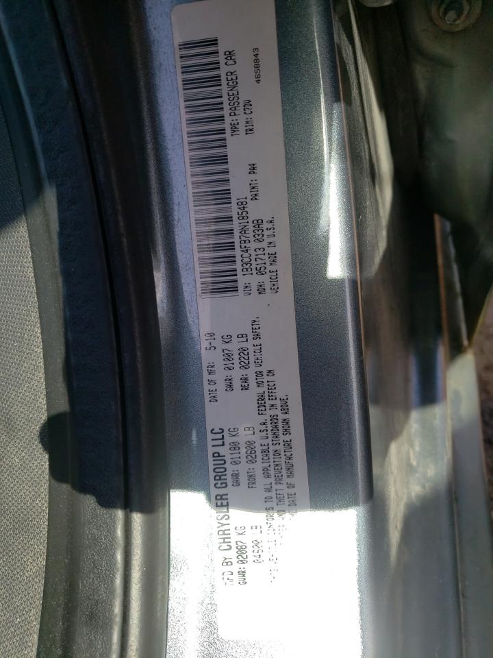 Photo 10 from auction – 2010 DODGE AVENGER SX with VIN 1B3CC4FB7AN185481