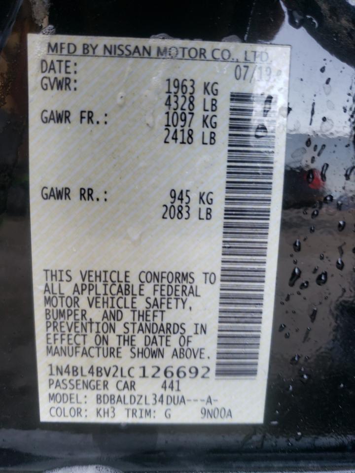 Photo 10 from auction – 2020 NISSAN ALTIMA S with VIN 1N4BL4BV2LC126692