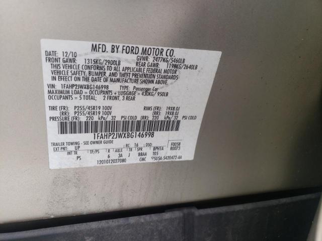 Photo 10 from auction – 2011 FORD TAURUS LIM with VIN 1FAHP2JWXBG146998