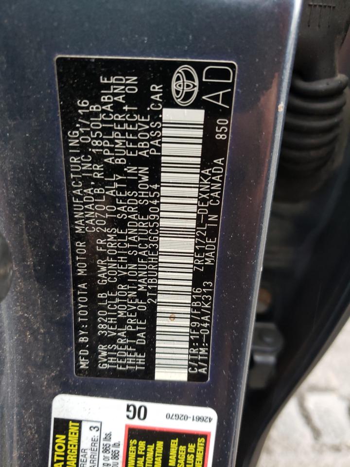 Photo 20 from auction – 2016 TOYOTA COROLLA L with VIN 2T1BURHE3GC590454