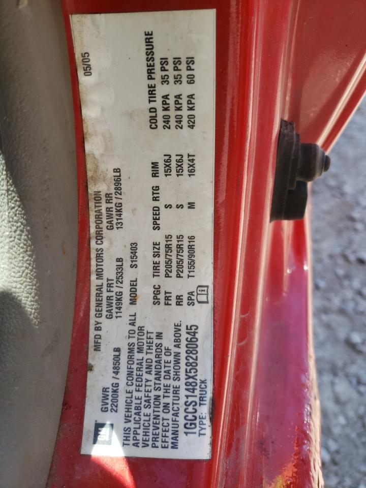 Photo 10 from auction – 2005 CHEVROLET COLORADO with VIN 1GCCS148X58280645