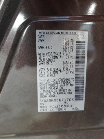Photo 10 from auction – 2015 NISSAN PATHFINDER with VIN 5N1AR2MN2FC671703