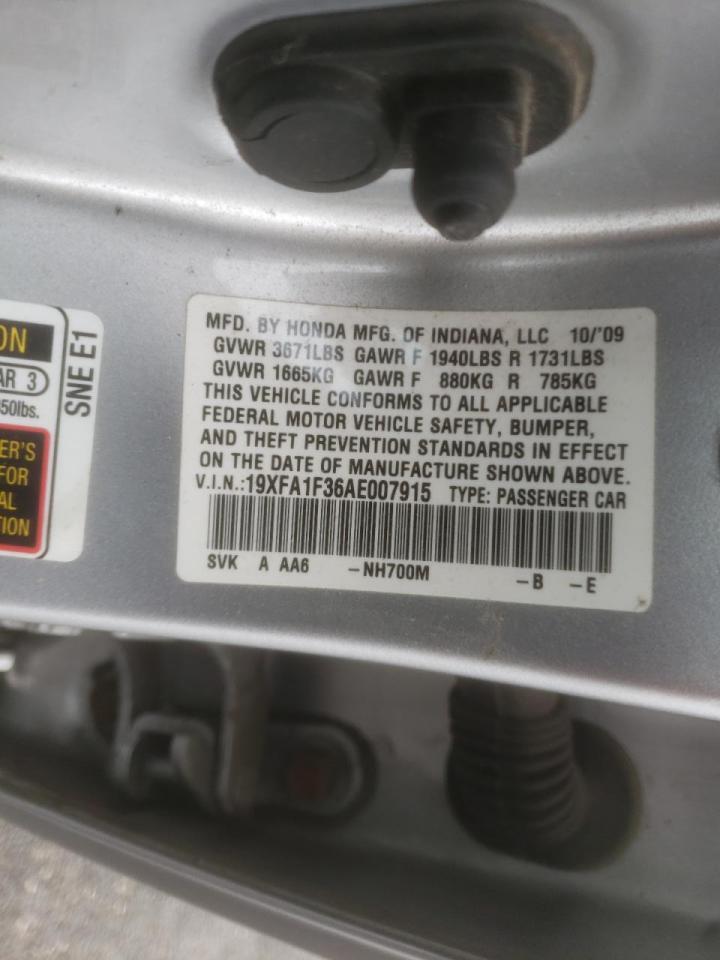Photo 10 from auction – 2010 HONDA CIVIC VP with VIN 19XFA1F36AE007915