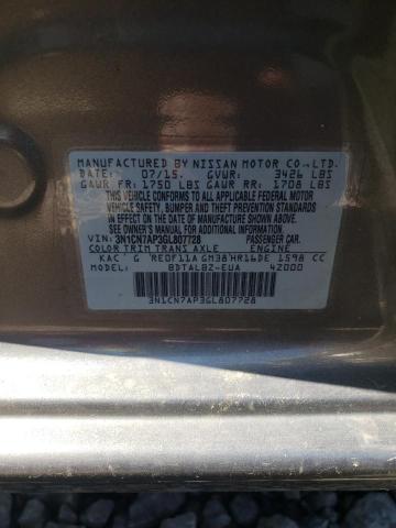 Photo 10 from auction – 2016 NISSAN VERSA S with VIN 3N1CN7AP3GL807728
