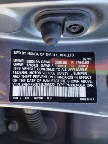 Photo 10 from auction – 2018 HONDA CIVIC TYPE with VIN SHHFK8G73JU203522