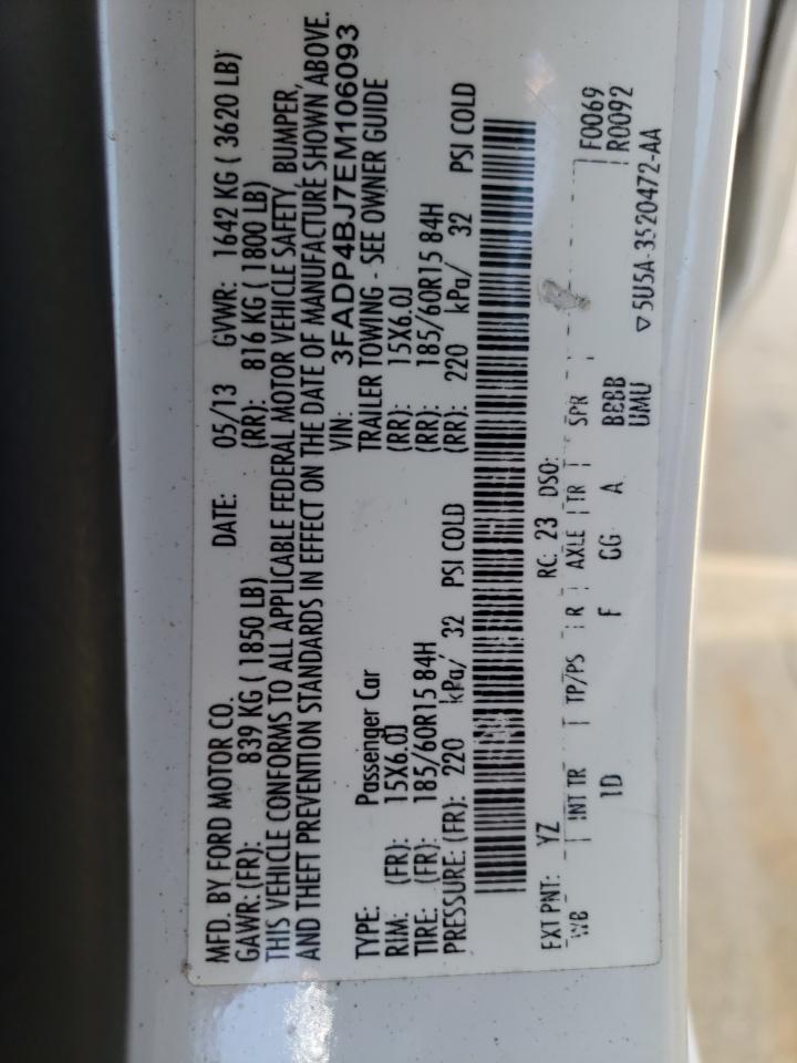 Photo 10 from auction – 2014 FORD FIESTA SE with VIN 3FADP4BJ7EM106093