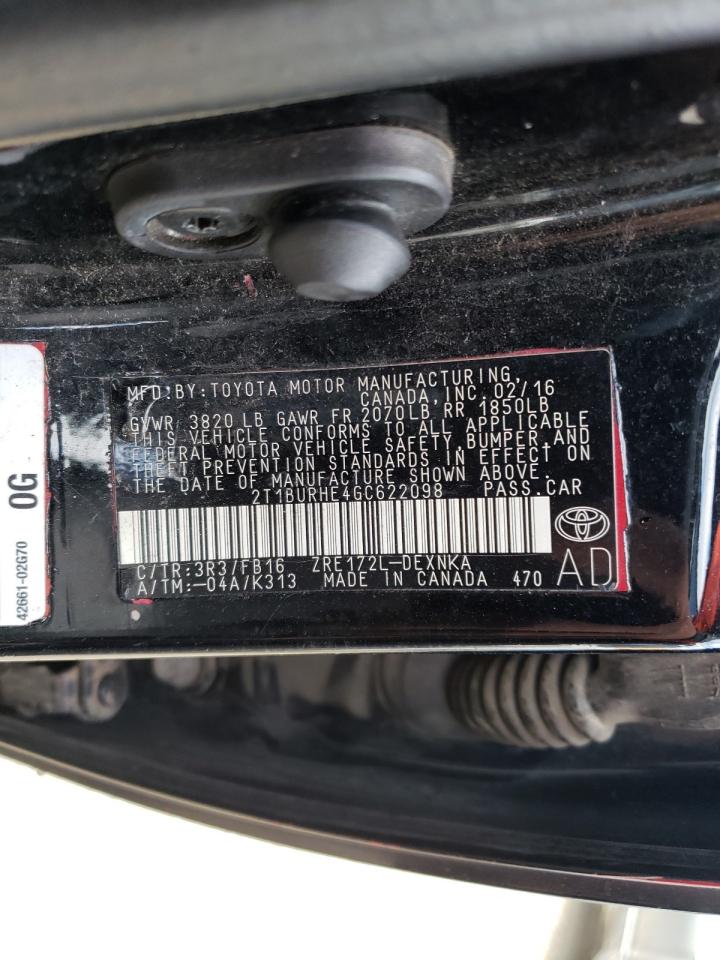 Photo 10 from auction – 2016 TOYOTA COROLLA L with VIN 2T1BURHE4GC622098