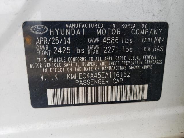 Photo 10 from auction – 2014 HYUNDAI SONATA HYB with VIN KMHEC4A45EA116152