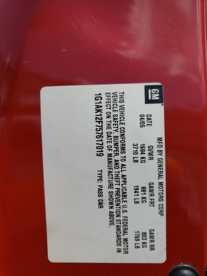 Photo 10 from auction – 2005 CHEVROLET COBALT with VIN 1G1AK12F757617019