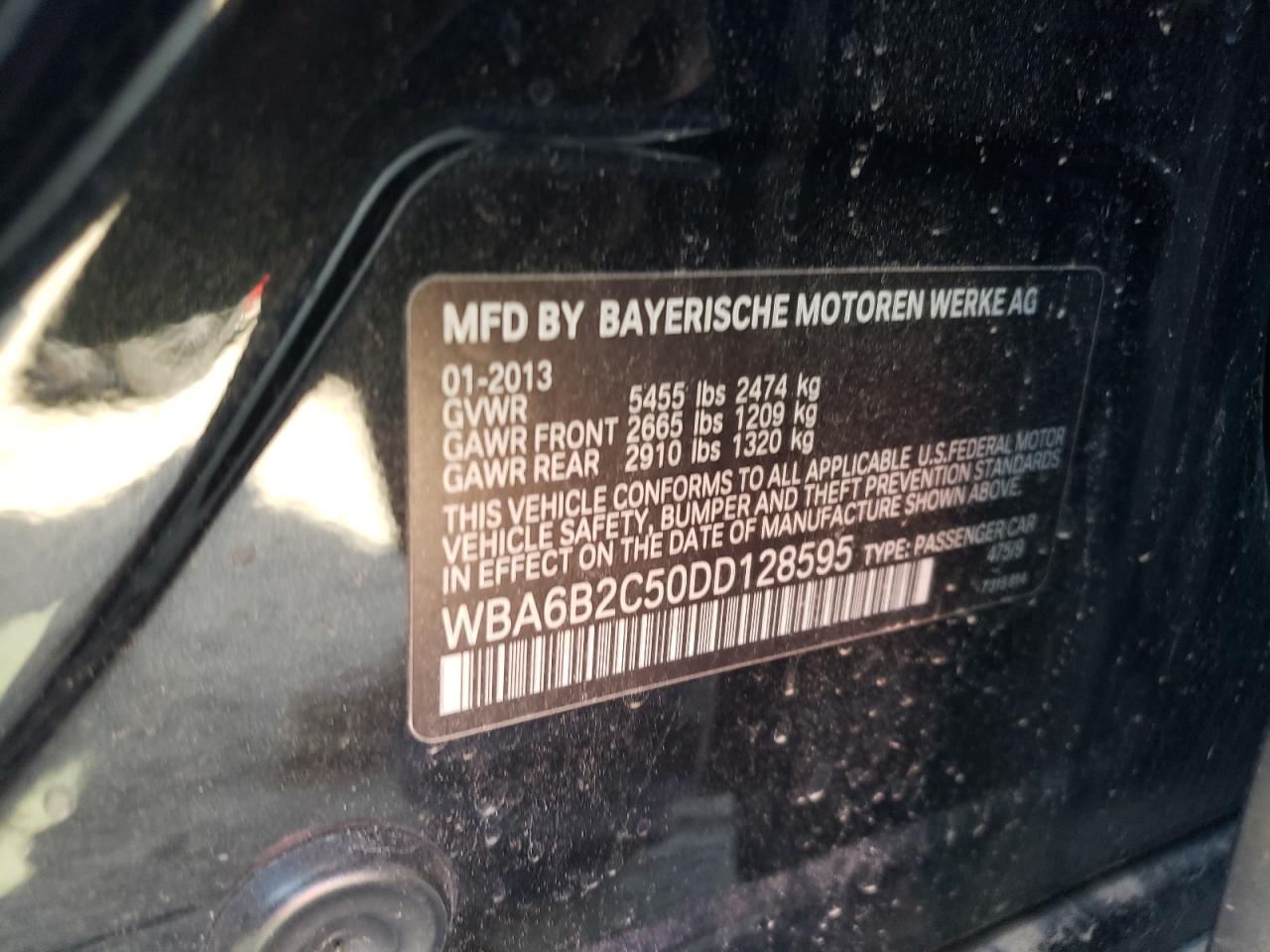 Photo 10 from auction – 2013 BMW 650 I with VIN WBA6B2C50DD128595