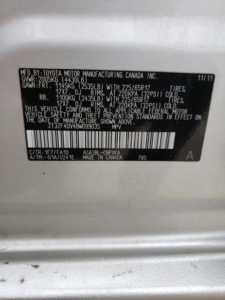 Photo 10 from auction – 2011 TOYOTA RAV4 with VIN 2T3ZF4DV4BW099035