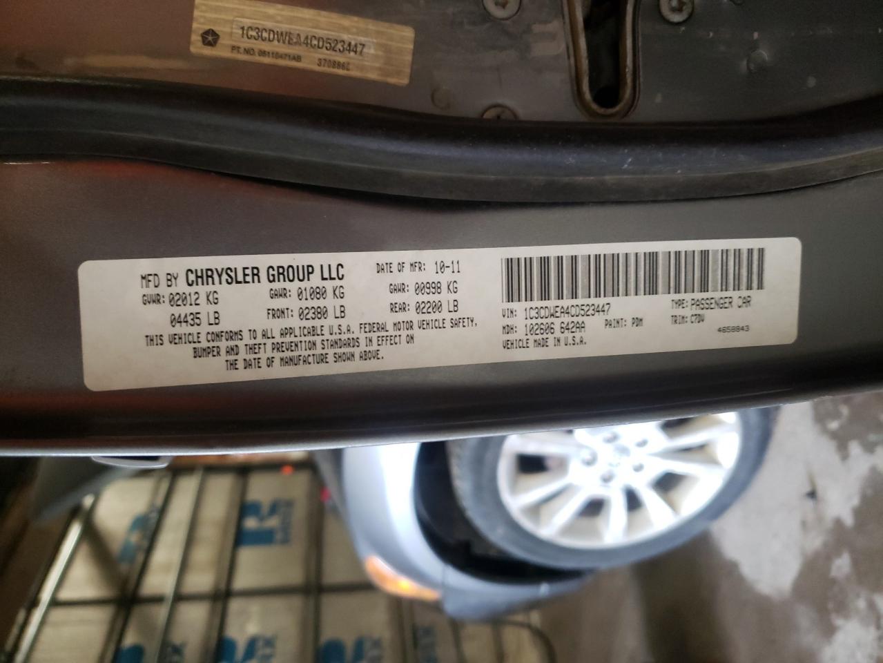 Photo 10 from auction – 2012 DODGE CALIBER SX with VIN 1C3CDWEA4CD523447
