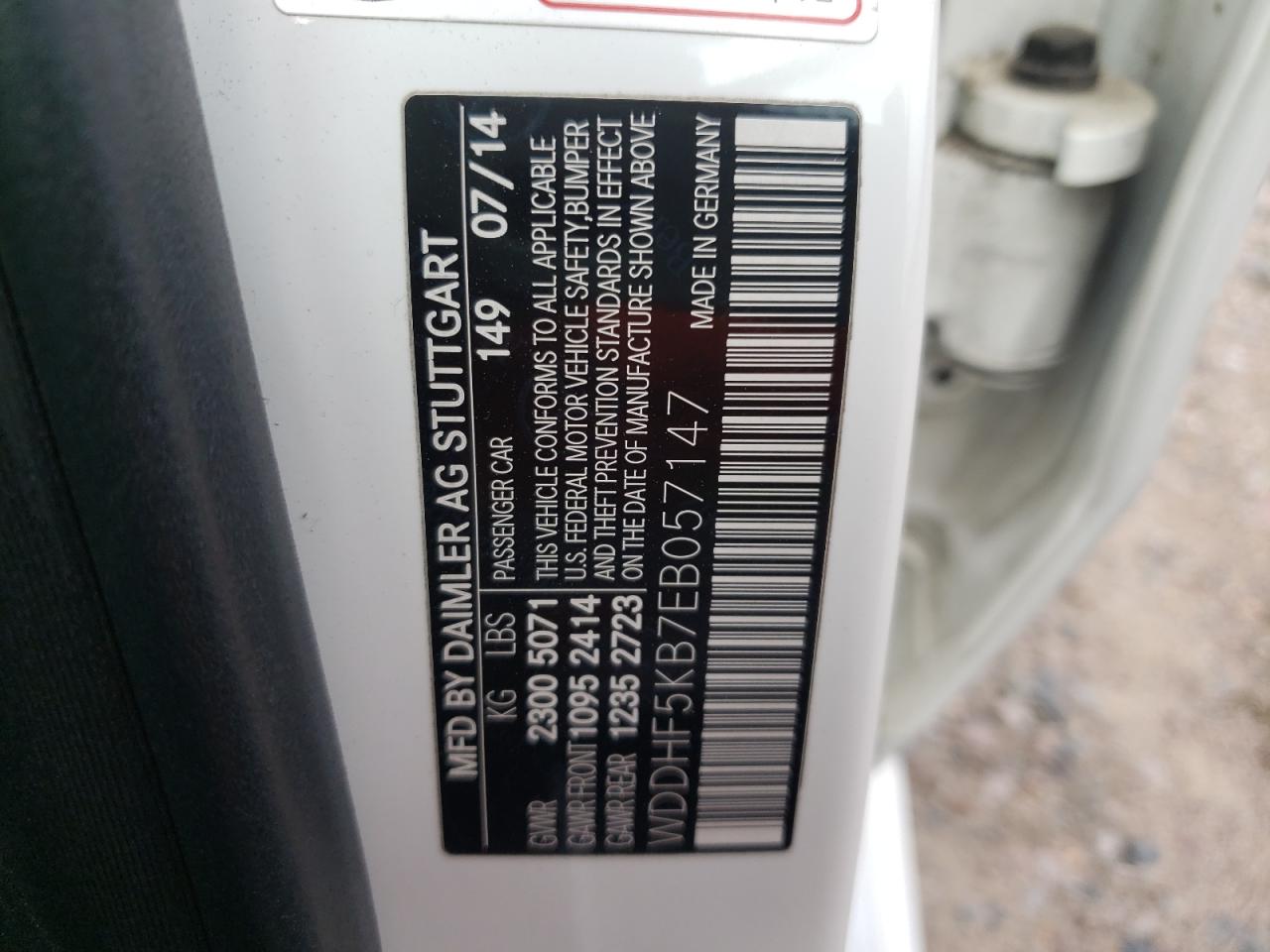 Photo 10 from auction – 2014 MERCEDES-BENZ E 350 with VIN WDDHF5KB7EB057147