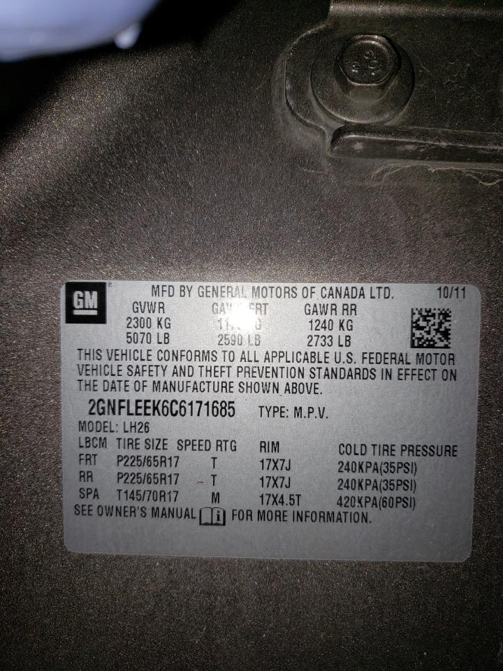 Photo 10 from auction – 2012 CHEVROLET EQUINOX LT with VIN 2GNFLEEK6C6171685