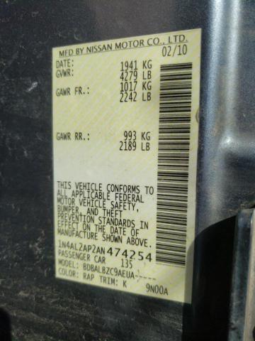 Photo 10 from auction – 2010 NISSAN ALTIMA BAS with VIN 1N4AL2AP2AN474254
