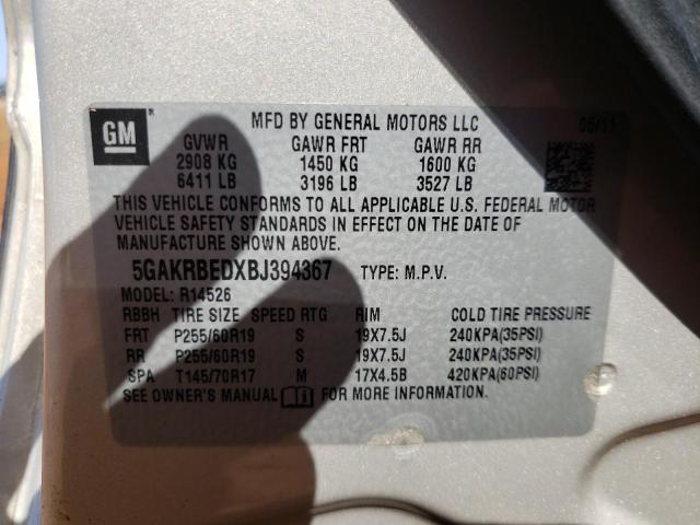 Photo 10 from auction – 2011 BUICK ENCLAVE CX with VIN 5GAKRBEDXBJ394367