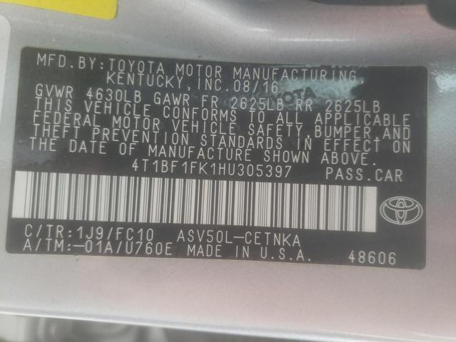 Photo 10 from auction – 2017 TOYOTA CAMRY LE with VIN 4T1BF1FK1HU305397