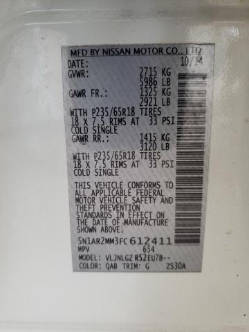 Photo 10 from auction – 2015 NISSAN PATHFINDER with VIN 5N1AR2MM3FC612411