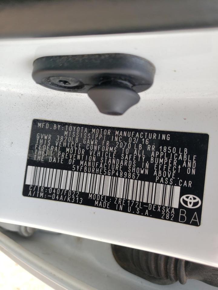 Photo 10 from auction – 2016 TOYOTA COROLLA L with VIN 5YFBURHE5GP489867
