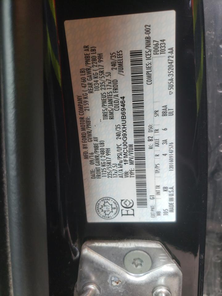 Photo 10 from auction – 2017 FORD ESCAPE SE with VIN 1FMCU0G9XHUB69464