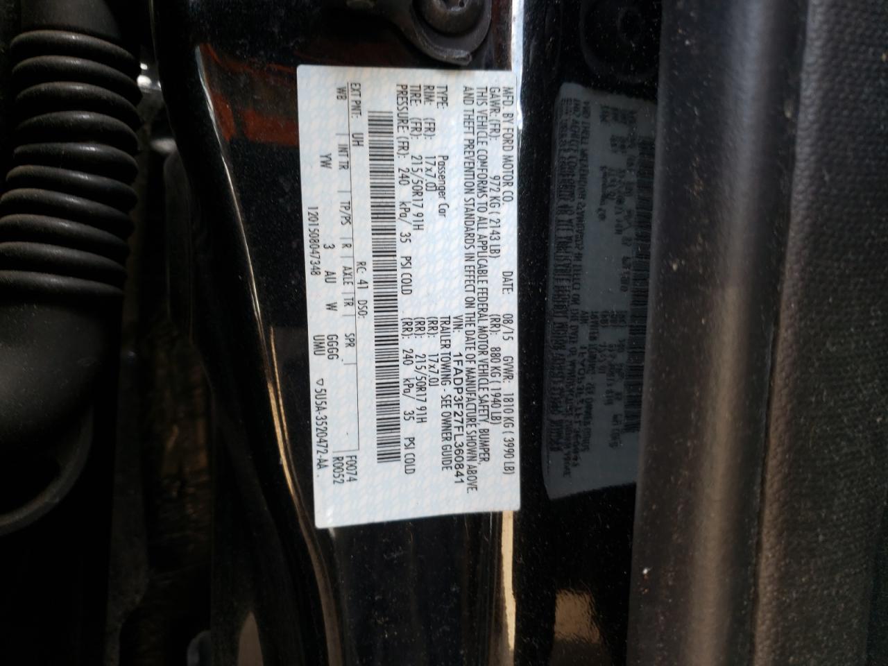Photo 10 from auction – 2015 FORD FOCUS SE with VIN 1FADP3F27FL360841
