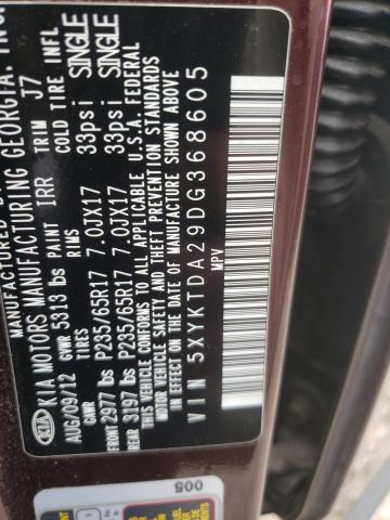 Photo 10 from auction – 2013 KIA SORENTO LX with VIN 5XYKTDA29DG368605