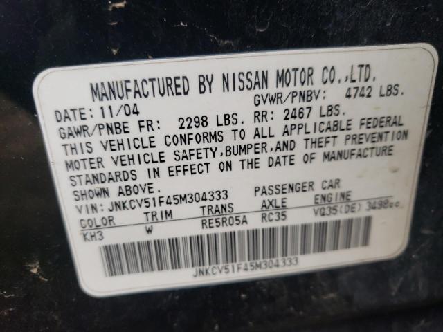 Photo 10 from auction – 2005 INFINITI G35 with VIN JNKCV51F45M304333