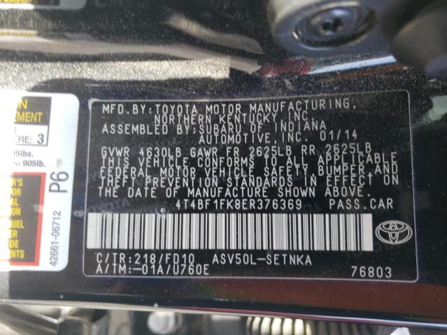 Photo 10 from auction – 2014 TOYOTA CAMRY L with VIN 4T4BF1FK8ER376369