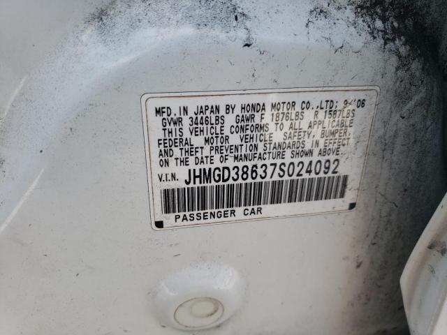 Photo 10 from auction – 2007 HONDA FIT S with VIN JHMGD38637S024092