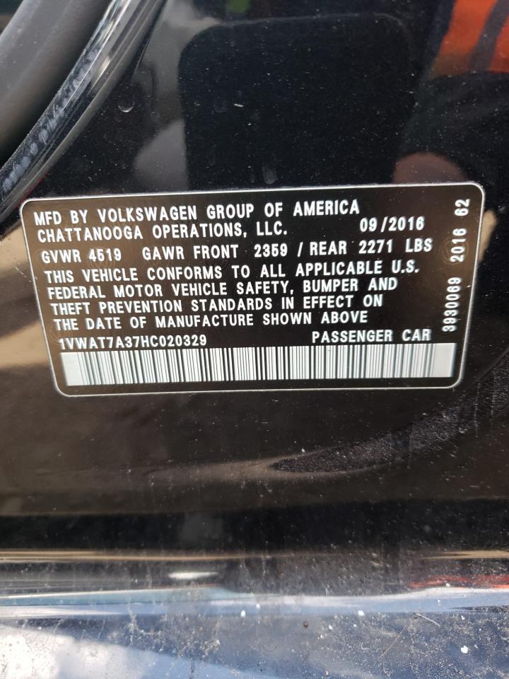Photo 10 from auction – 2017 VOLKSWAGEN PASSAT S with VIN 1VWAT7A37HC020329