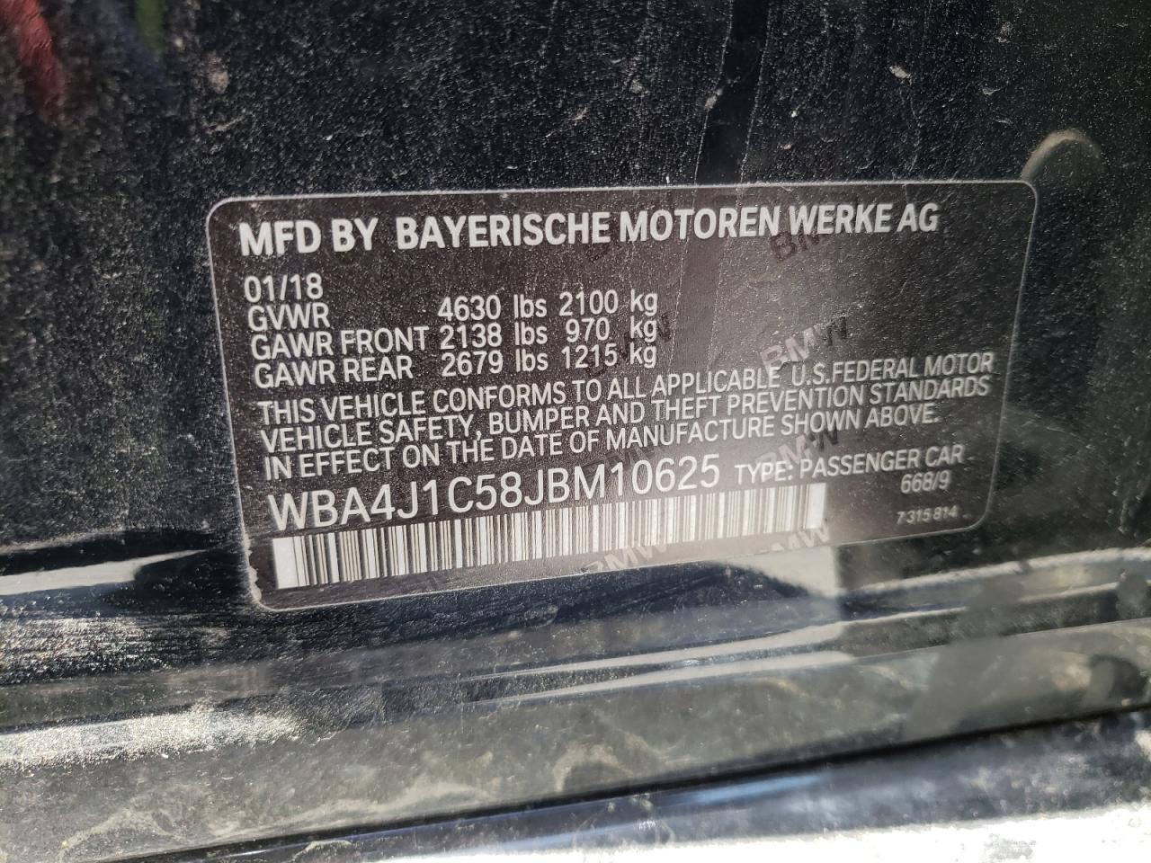 Photo 10 from auction – 2018 BMW 430I GRAN with VIN WBA4J1C58JBM10625
