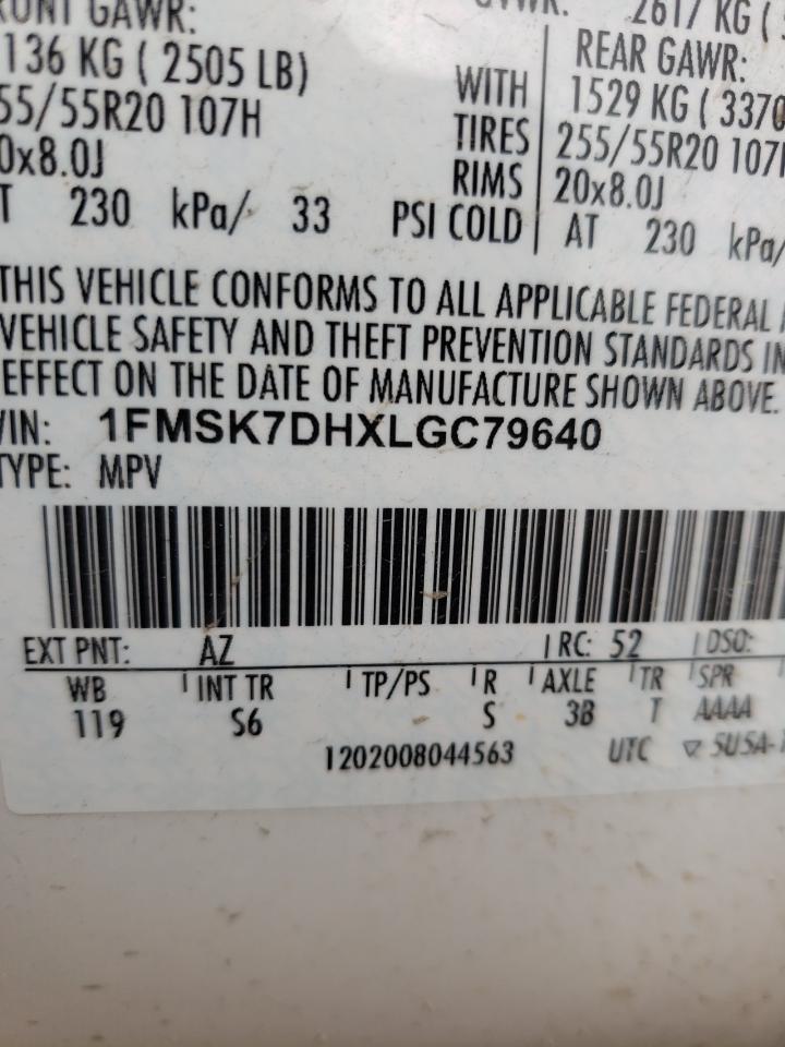 Photo 10 from auction – 2020 FORD EXPLORER X with VIN 1FMSK7DHXLGC79640