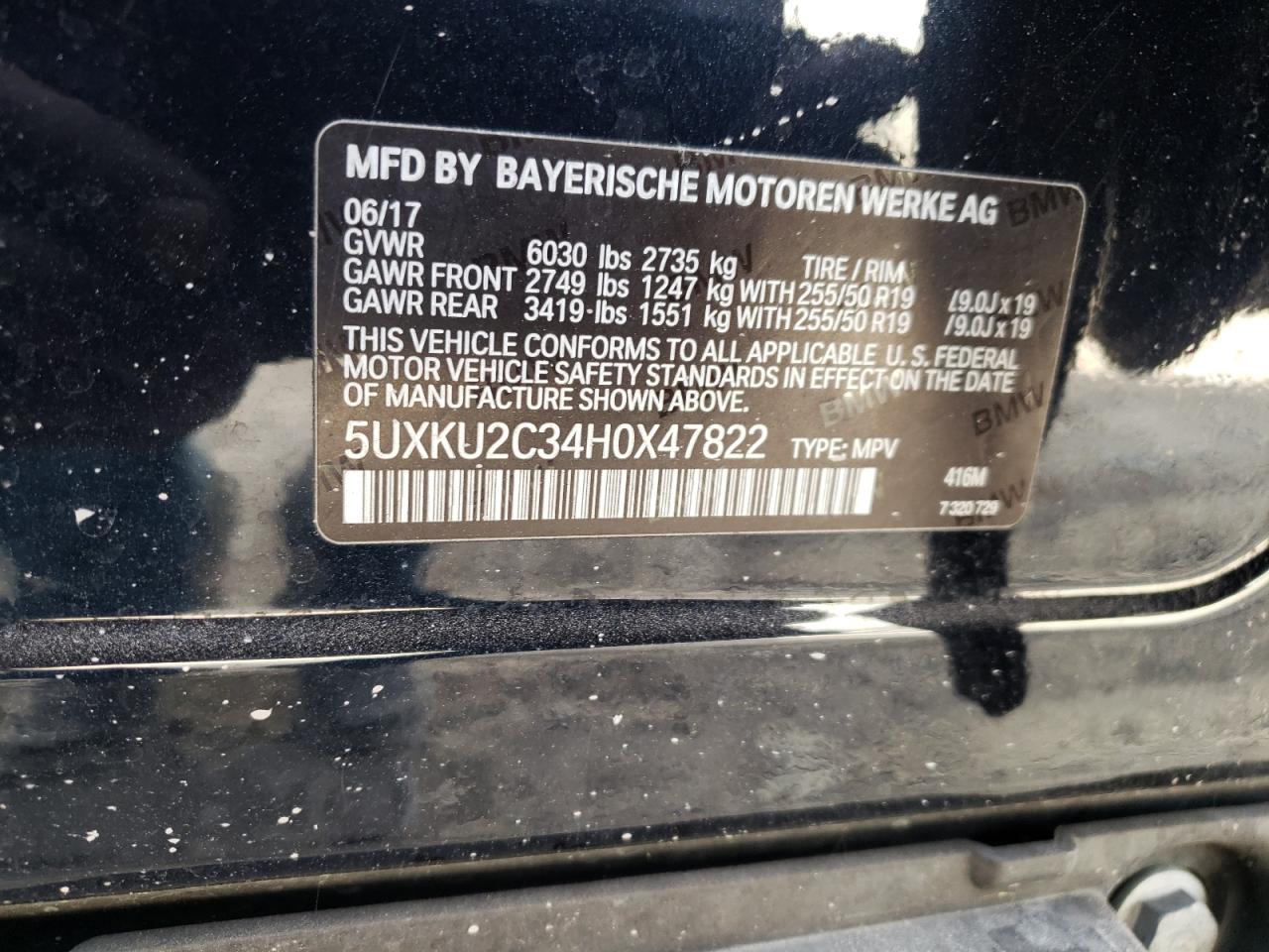 Photo 10 from auction – 2017 BMW X6 XDRIVE3 with VIN 5UXKU2C34H0X47822