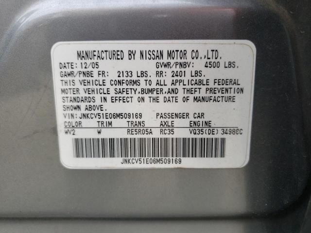 Photo 10 from auction – 2006 INFINITI G35 with VIN JNKCV51E06M509169