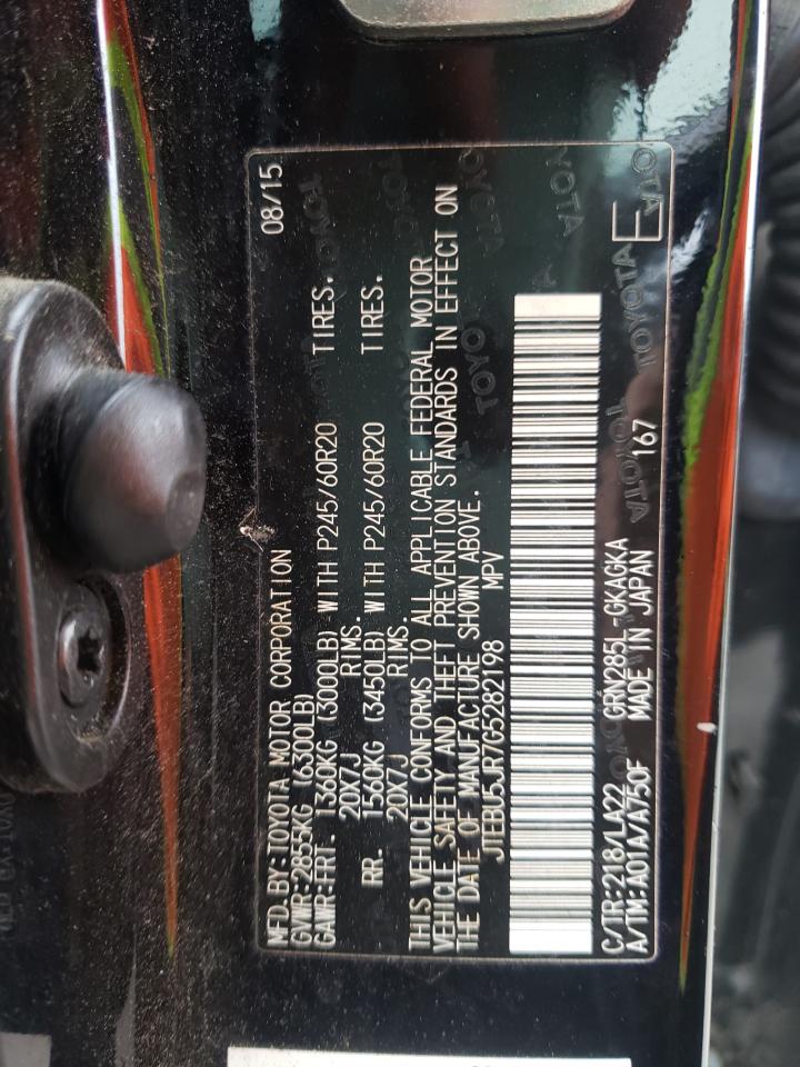 Photo 10 from auction – 2016 TOYOTA 4RUNNER SR with VIN JTEBU5JR7G5282198
