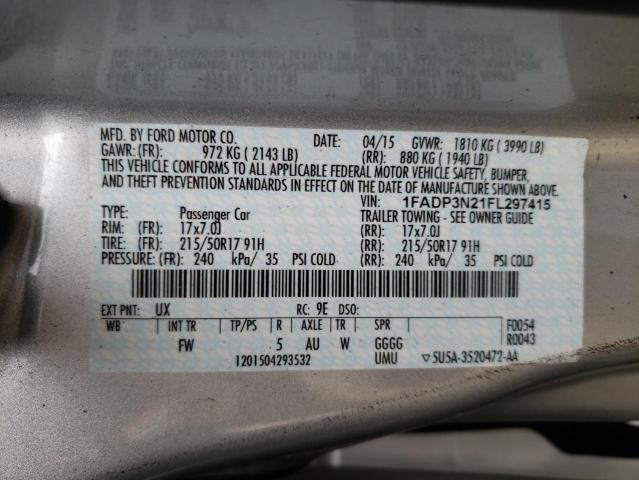 Photo 10 from auction – 2015 FORD FOCUS TITA with VIN 1FADP3N21FL297415