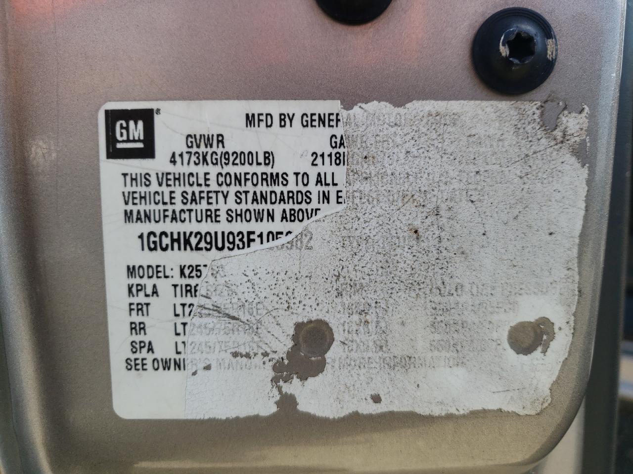 Zdjęcie 10 z aukcji – 2003 CHEVROLET SILVERADO z VIN 1GCHK29U93E105982