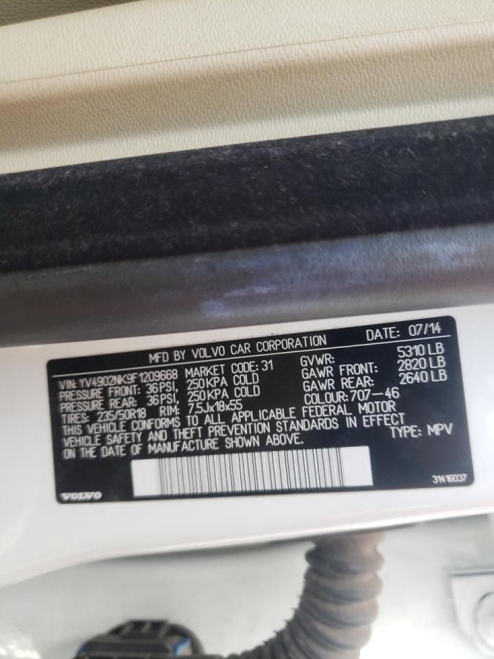Photo 10 from auction – 2015 VOLVO XC70 T6 PR with VIN YV4902NK9F1209668