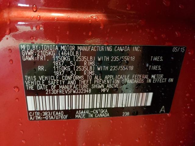 Photo 10 from auction – 2015 TOYOTA RAV4 LIMIT with VIN 2T3DFREV5FW332948
