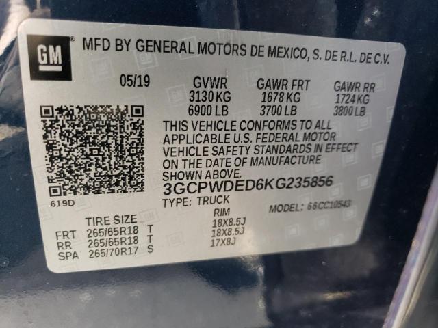 Photo 10 from auction – 2019 CHEVROLET SILVERADO with VIN 3GCPWDED6KG235856