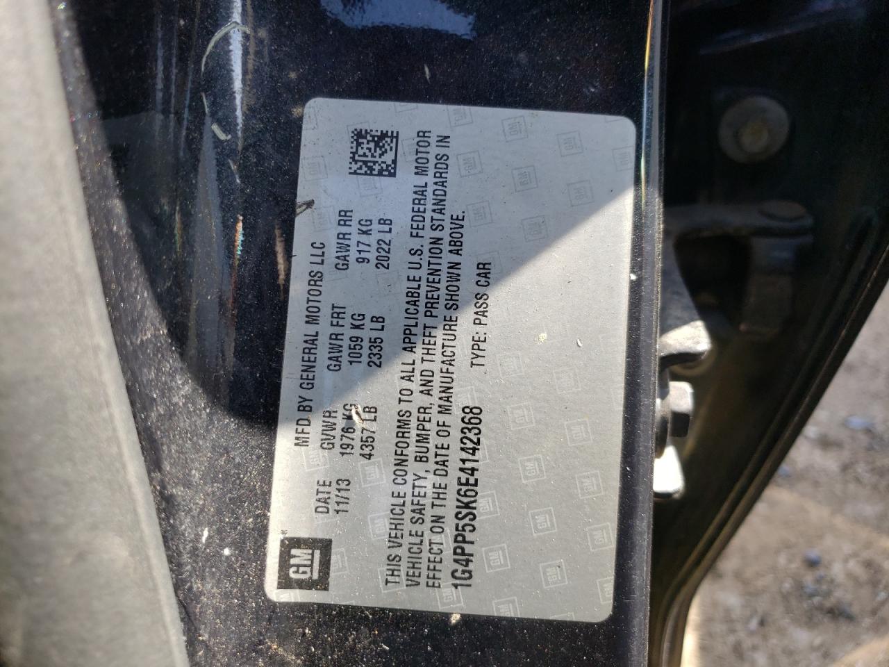 Photo 10 from auction – 2014 BUICK VERANO with VIN 1G4PP5SK6E4142368