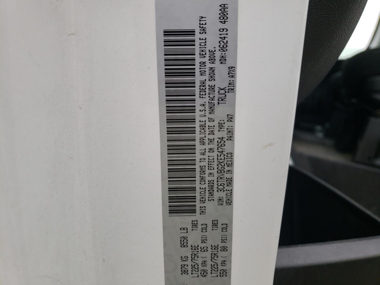 Photo 10 from auction – 2019 RAM PROMASTER with VIN 3C6TRVBG2KE547654