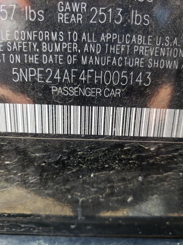 Photo 10 from auction – 2015 HYUNDAI SONATA SE with VIN 5NPE24AF4FH005143