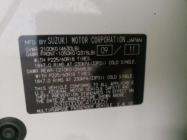 Photo 10 from auction – 2012 SUZUKI GRAND VITA with VIN JS3TE0D3XC4100057