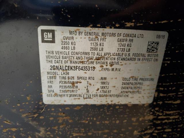 Photo 10 from auction – 2015 CHEVROLET EQUINOX LT with VIN 2GNALCEK3F6435318