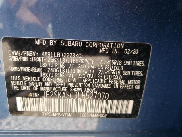 Photo 10 from auction – 2020 SUBARU FORESTER L with VIN JF2SKASC3LH527070