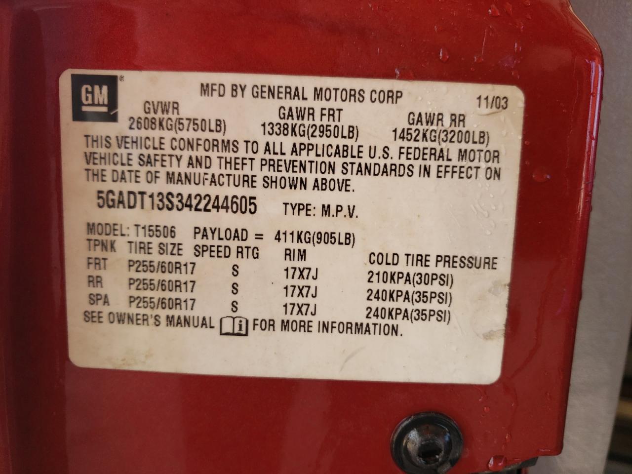 Photo 10 from auction – 2004 BUICK ALLURE CXS with VIN 5GADT13S342244605
