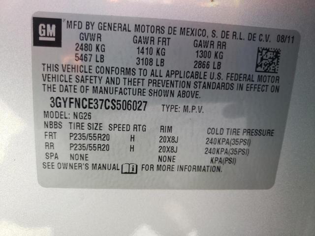Photo 10 from auction – 2012 CADILLAC SRX PREMIU with VIN 3GYFNCE37CS506027