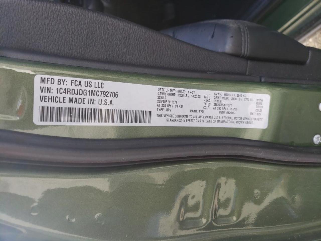 Photo 10 from auction – 2021 DODGE DURANGO GT with VIN 1C4RDJDG1MC792706