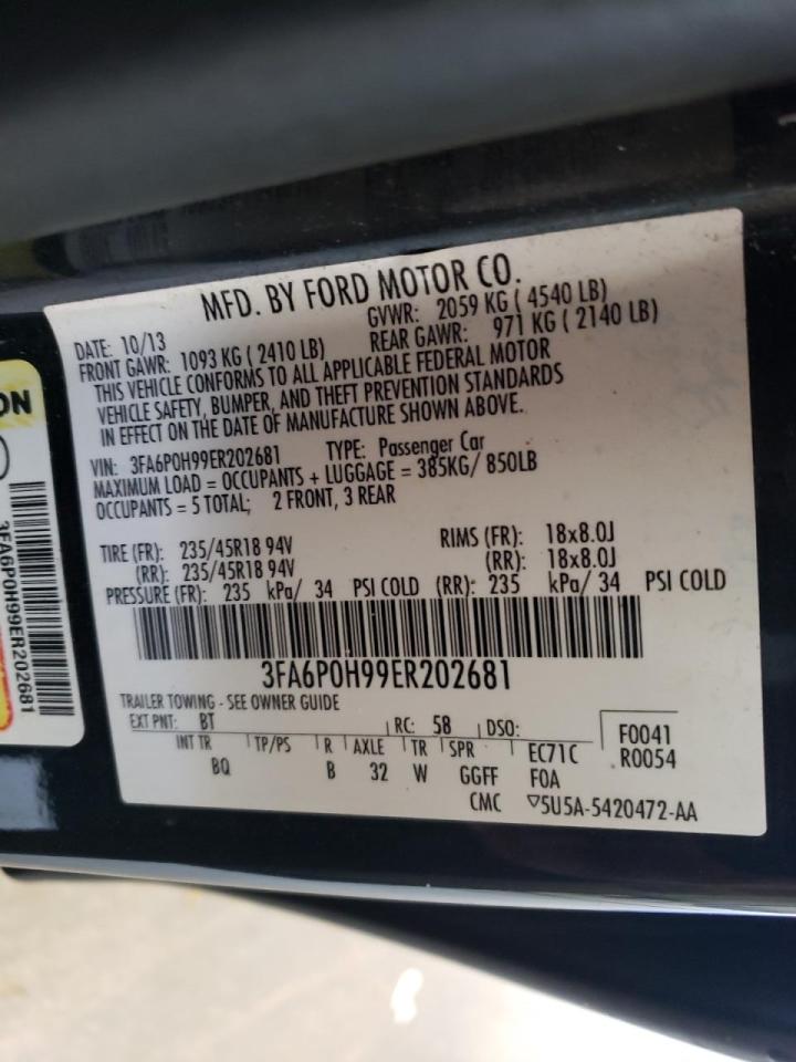 Photo 10 from auction – 2014 FORD FUSION SE with VIN 3FA6P0H99ER202681
